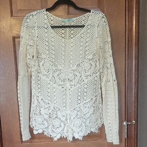 Maurices Cream Crochet Lace Blouse